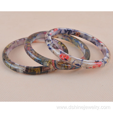 Plastic Bangle With Patterns Printed Resin Bangles For Women